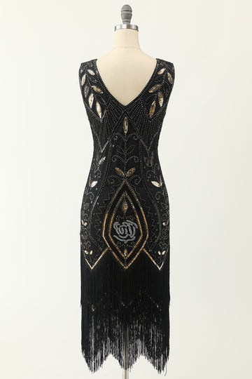 Sequins V-neck Glitter Fringe 1920s Dress